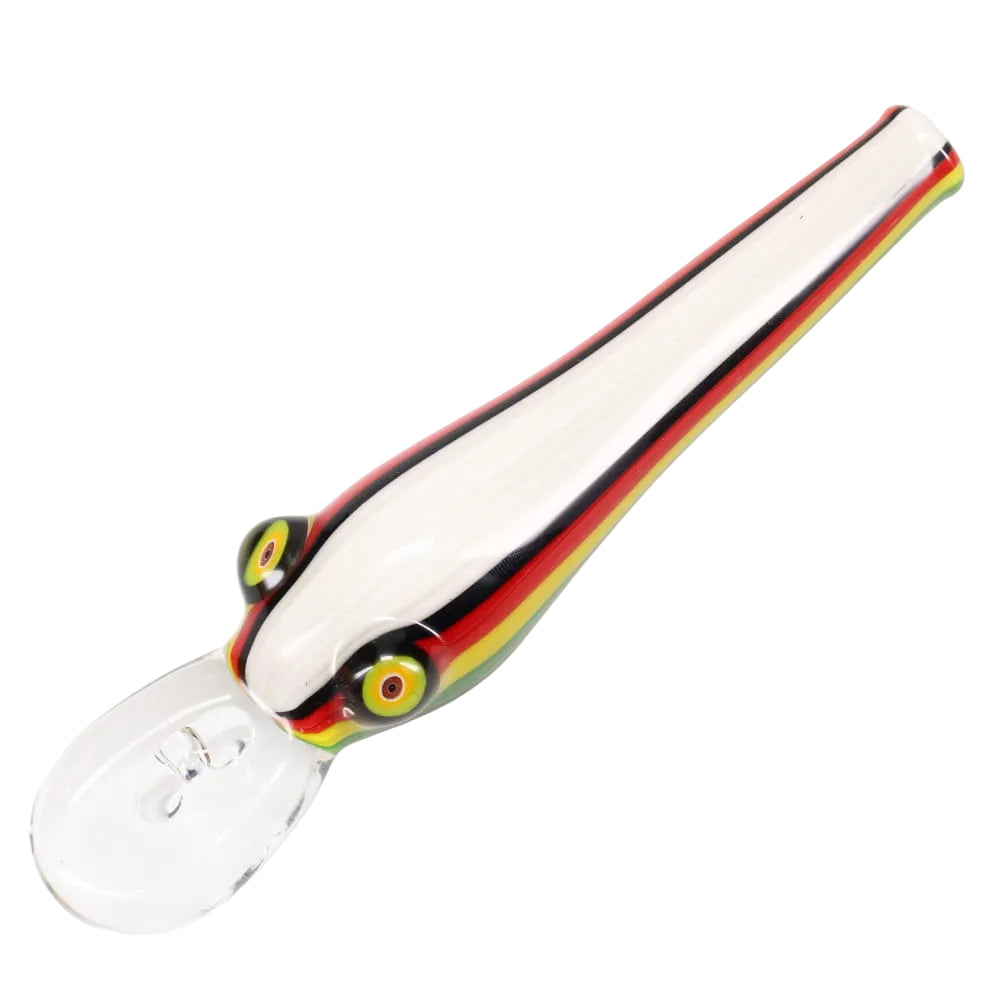 Matty White Glass Linework Fishing Lure Spoon - Rasta