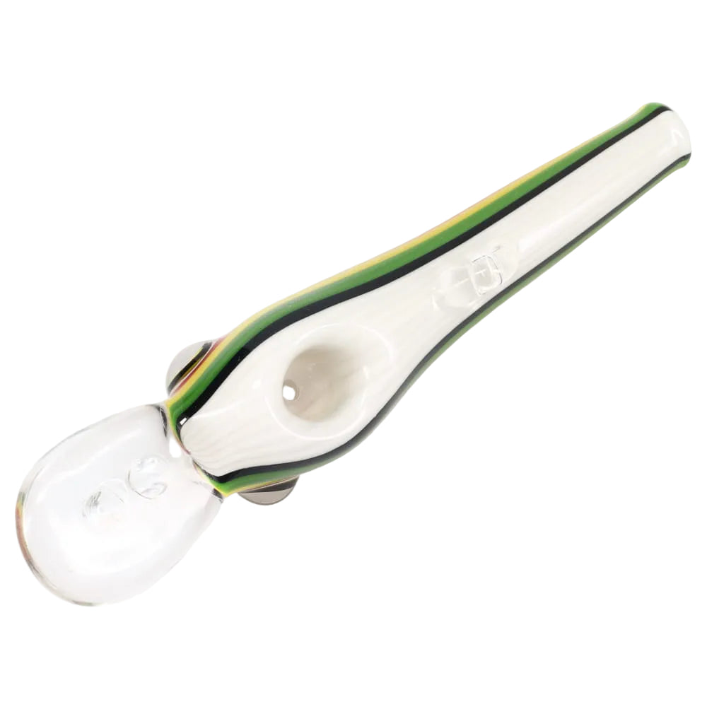 Matty White Glass Linework Fishing Lure Spoon - Rasta