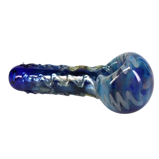 Matty White Glass Cobalt Blue Lightning Bolt Spoon