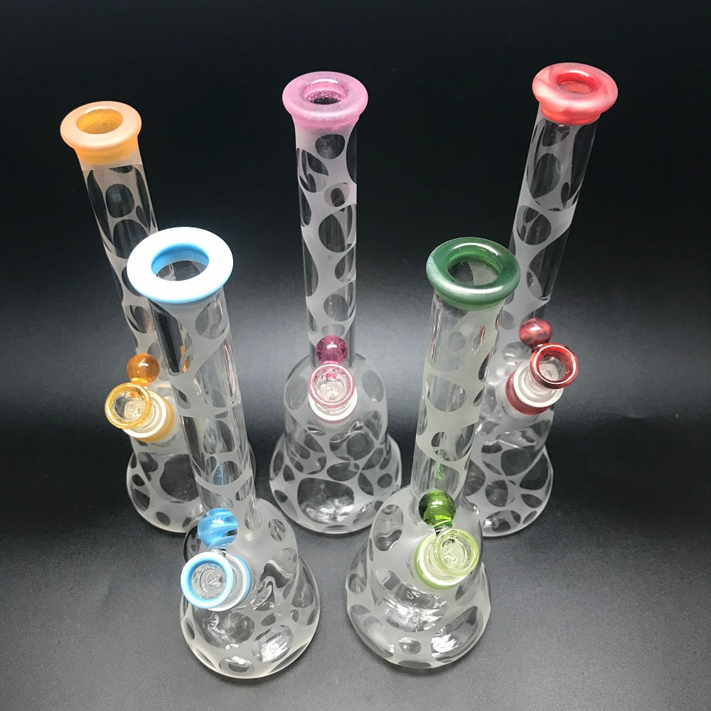 Oddball Glass Sandblasted Flower 26mm Tube with Color Accents SALE