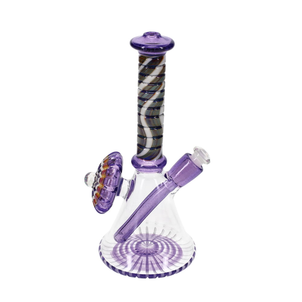 P.A. Jay Glass Purple & White Worked Beaker