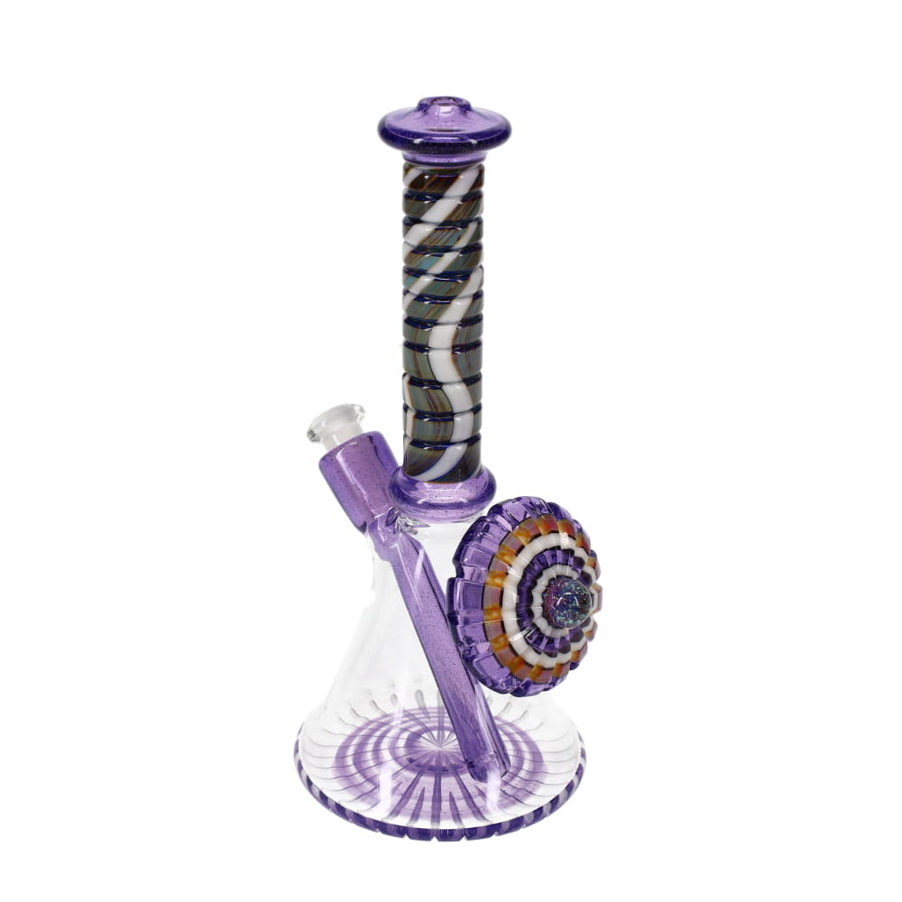 P.A. Jay Glass Purple & White Worked Beaker