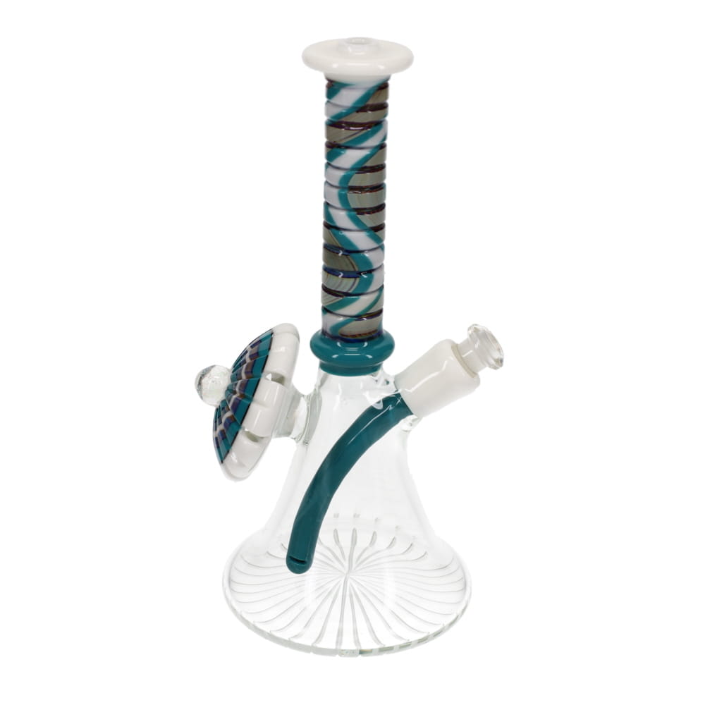 P.A. Jay Glass White & Turquoise Worked Beaker