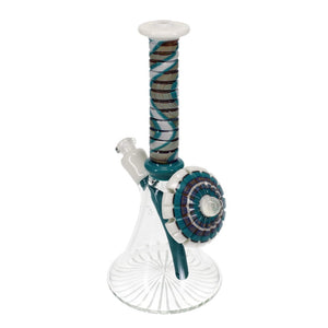 P.A. Jay Glass White & Turquoise Worked Beaker