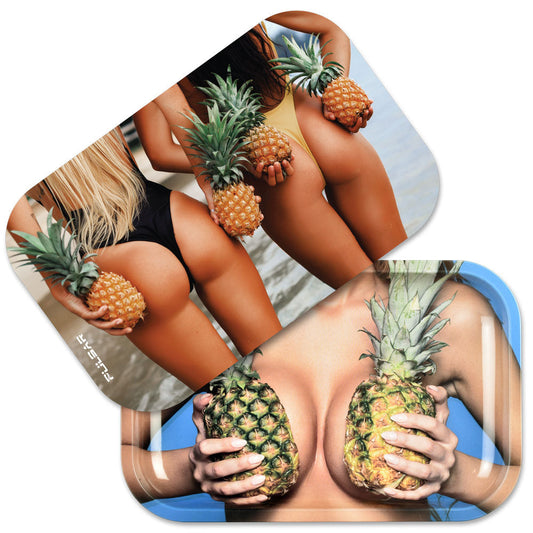 Pulsar Pineapples Metal Rolling Tray with Lid