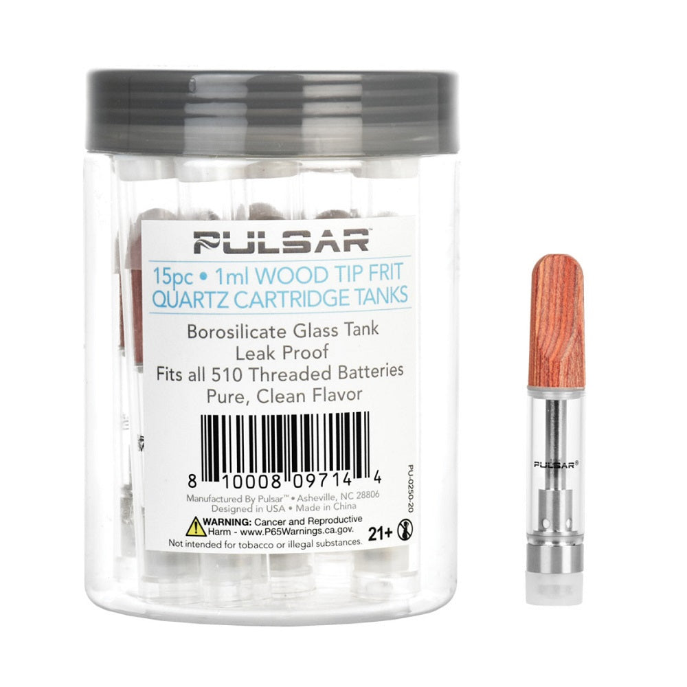 Pulsar Wood Tip Quartz Frit Cartridge Tank - Single