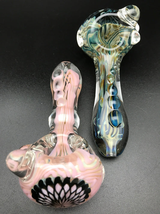 Rotational Science Glass Large Zig Zag Assorted Colors Spoon