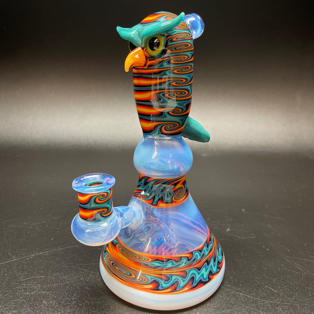 Shackman Glass Owl on a Bottle Bubbler