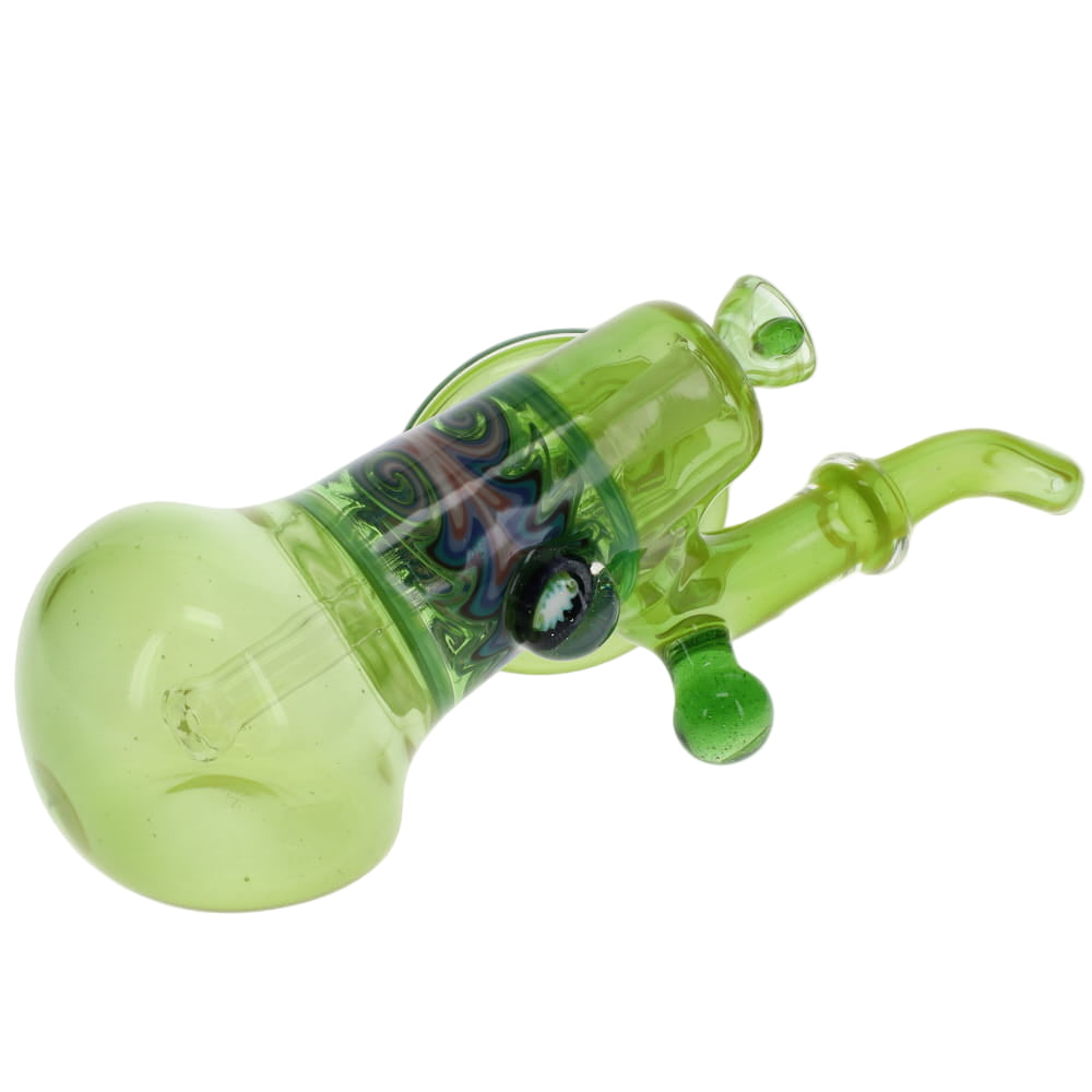 Slob Glass Dewar Layback Bubbler - Ghost Chartreuse