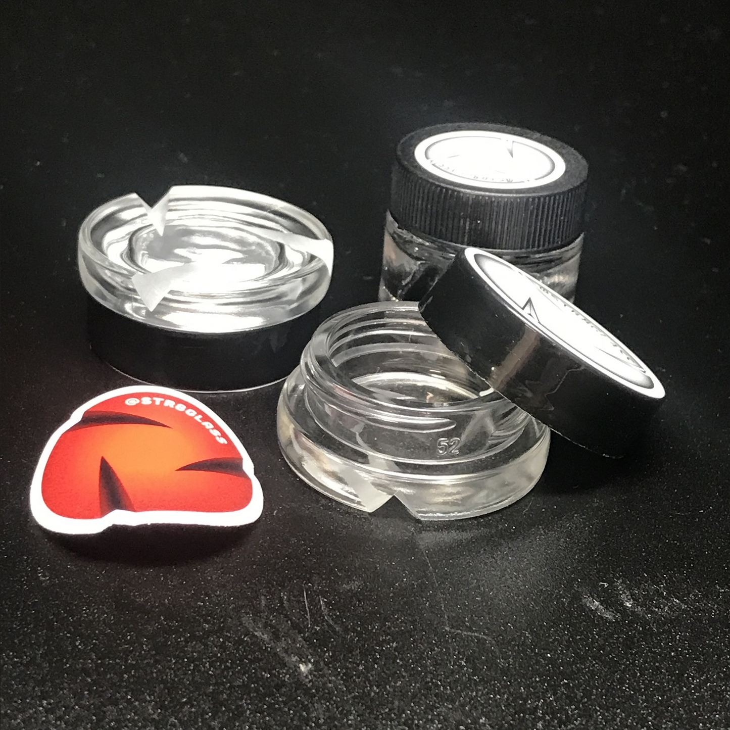 Str8 Glass Coldwork Cut Spinner Cap Stash Jar SALE