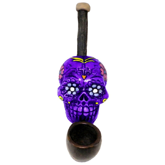 Resin Sugar Skull Pipe - Small