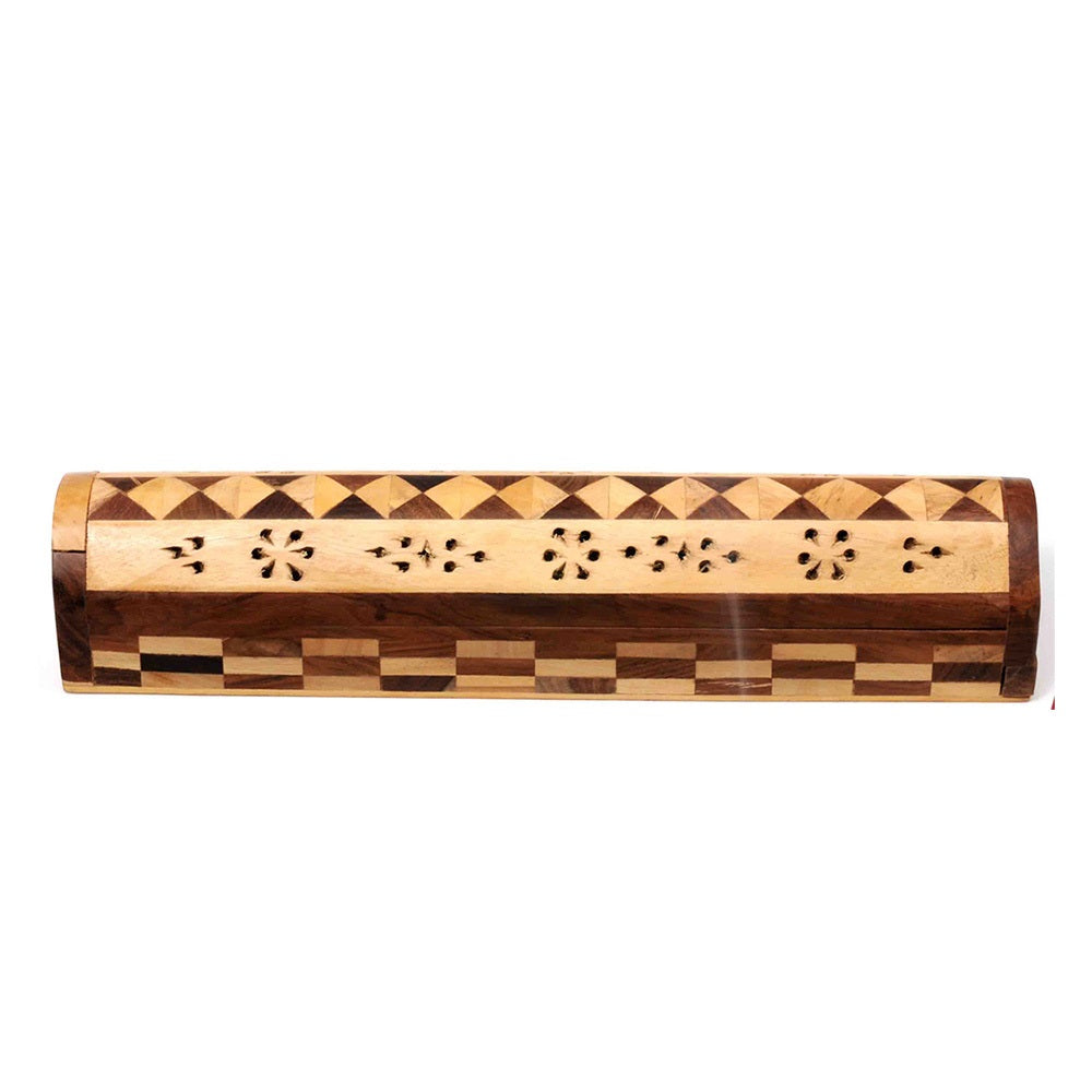 Wood Inlaid Coffin Incense Burner