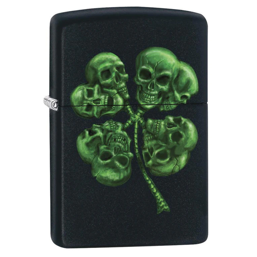 Zippo Lighter Four Leaf Clover Skulls