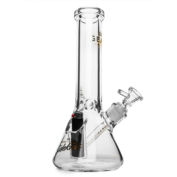 Gear Premium 12" 7mm Sidekick Beaker Waterpipe w/ Lighter - Clear