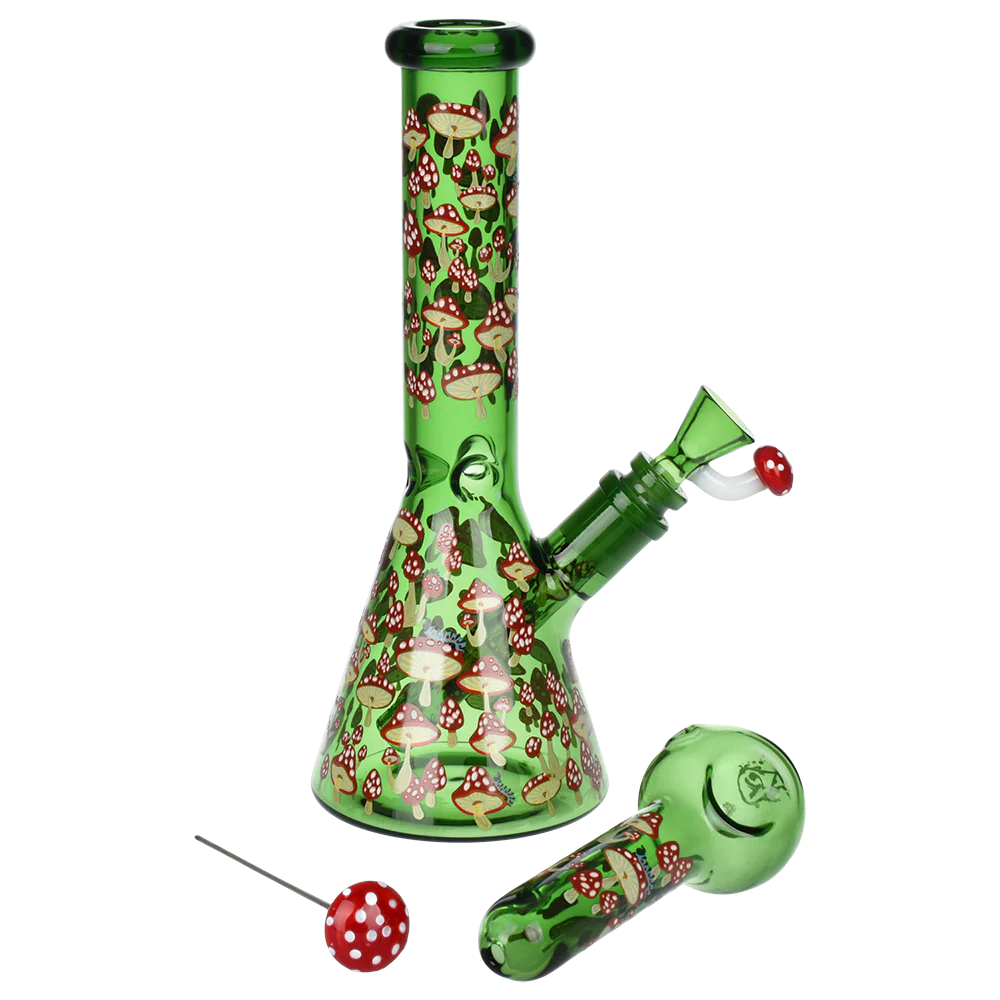 Pulsar Greatest Hits Series 10" Glow Water Pipe & Hand Pipe Set - Shroomiez