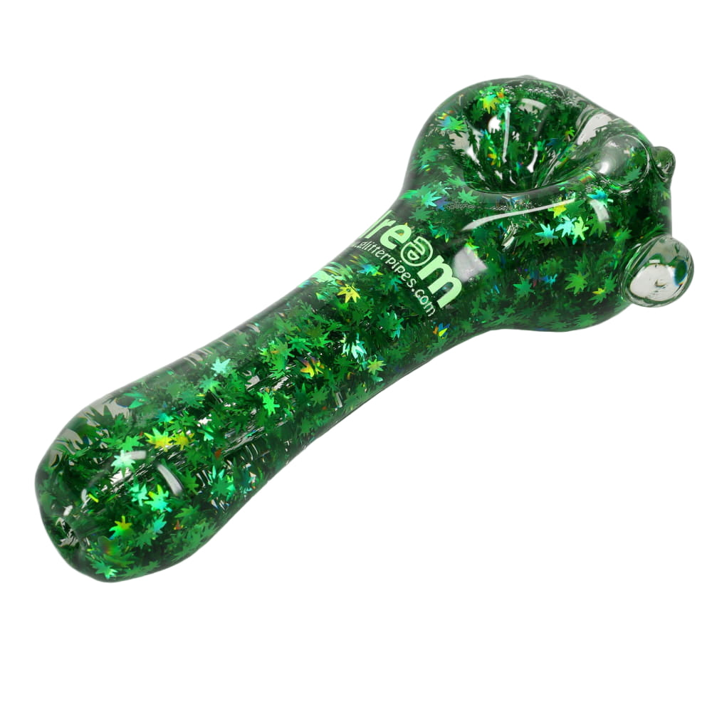 Dream XL Pot Leaf Glitter Pipe - Assorted Colors