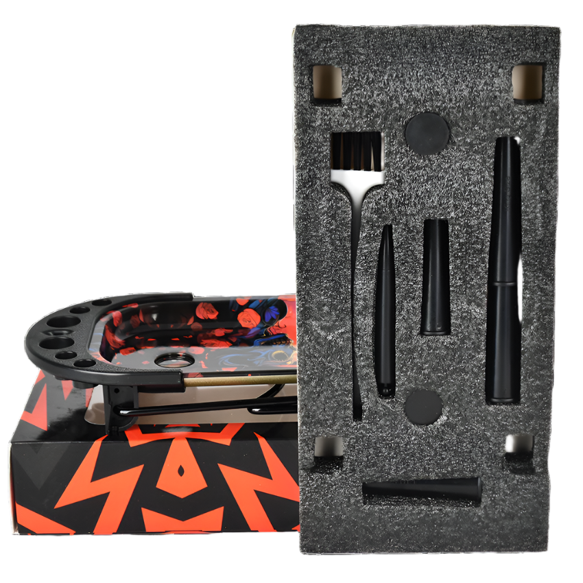 Elevated Metal Rolling Tray & Cone Loader Kit - Tie Dye Leaf