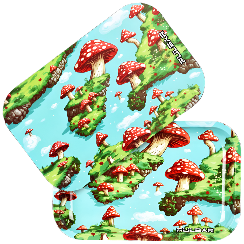 Pulsar Floating Mushrooms Rolling Tray with Lid