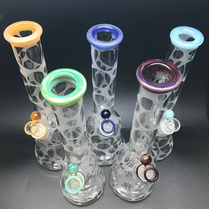 Oddball Glass Sandblasted Flower 38mm Tube with Color Accents