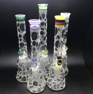 Oddball Glass Sandblasted Flower Tube with Worked Top