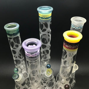Oddball Glass Sandblasted Flower Tube with Worked Top