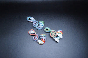 HAHA Glass White Rainbow Swirl Curly Pipe