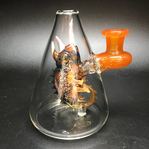 Hardman Art Glass Orange Chamelon Bubbler