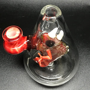 Hardman Art Glass Red Chameleon Bubbler
